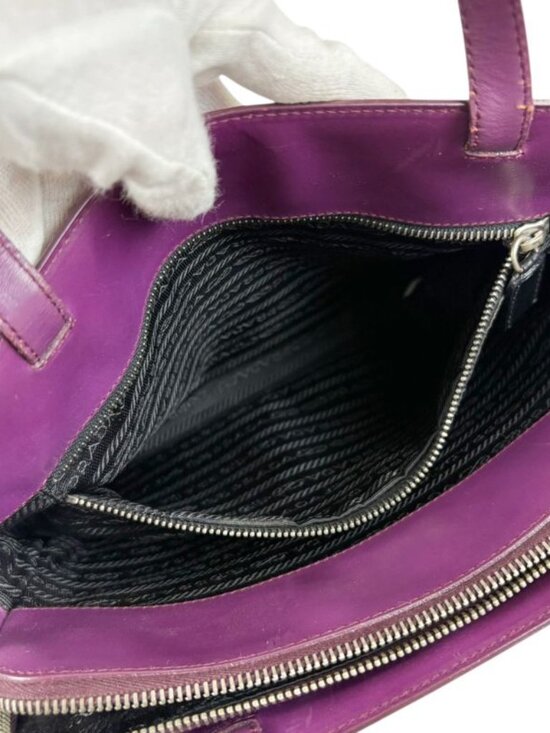 Prada Shoulder Bag Tote Purple Vitello Leather - Picture 11 of 13